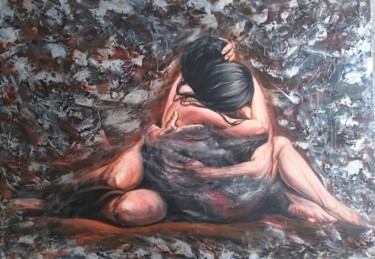 Painting titled "Hug" by Katerina Evgenieva, Original Artwork, Acrylic