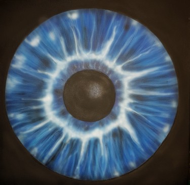 Peinture intitulée "Auge Blau" par Matthias Lietz, Œuvre d'art originale, Aérographe