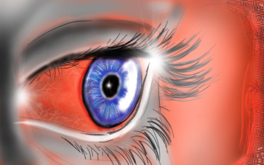 Artes digitais intitulada "Red Blue Eye" por Matthias Lietz, Obras de arte originais, Pintura digital