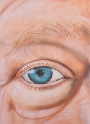 Painting titled "old Eye" by Matthias Lietz, Original Artwork, Airbrush