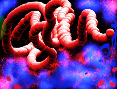 Digital Arts titled "Red black worms" by Matthias Lietz, Original Artwork, Digital Painting