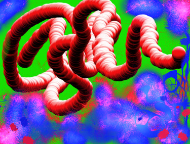 Digitale Kunst mit dem Titel "Red green Worms" von Matthias Lietz, Original-Kunstwerk, Digitale Malerei