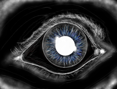 Arts numériques intitulée "Black White Eye" par Matthias Lietz, Œuvre d'art originale, Peinture numérique