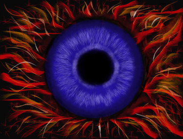 Digitale Kunst mit dem Titel "Eye Big Fire" von Matthias Lietz, Original-Kunstwerk, Digitale Malerei