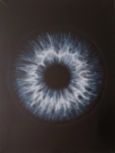 Schilderij getiteld "Black Iris blue 2020" door Matthias Lietz, Origineel Kunstwerk, Airbrush