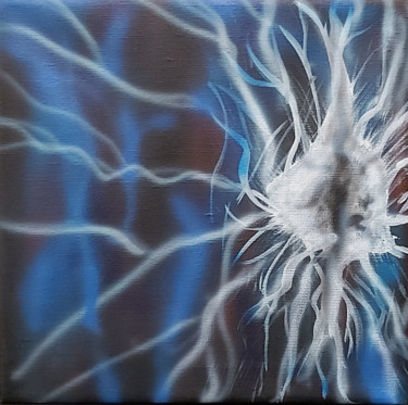 Malerei mit dem Titel "Gedankenzelle" von Matthias Lietz, Original-Kunstwerk, Airbrush