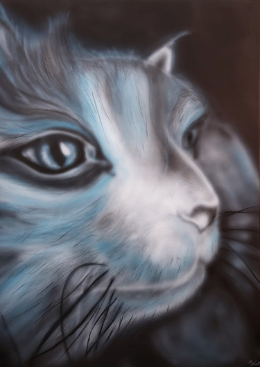 Pintura titulada "Bluecat" por Matthias Lietz, Obra de arte original, Aerógrafo