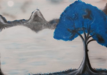 Schilderij getiteld "Blue Dream Tree" door Matthias Lietz, Origineel Kunstwerk, Acryl