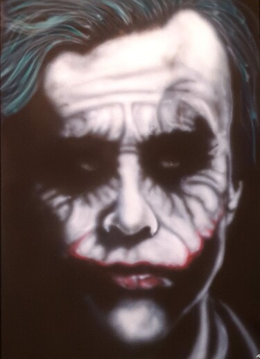 Painting titled "Joker III" by Matthias Lietz, Original Artwork, Airbrush Mounted on Wood Stretcher frame