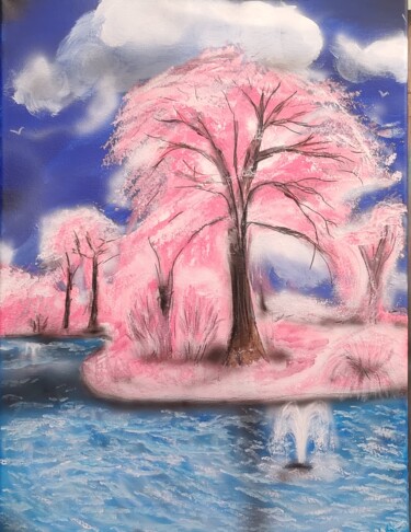 Pittura intitolato "Der pinke Baum" da Matthias Lietz, Opera d'arte originale, Acrilico Montato su Telaio per barella in leg…