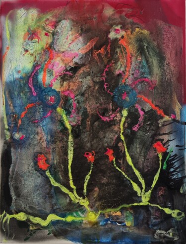 Painting titled "Neonblumen .. .abst…" by Matthias Lietz, Original Artwork, Airbrush