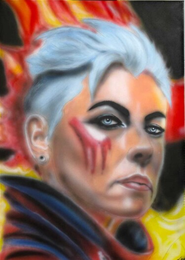 Schilderij getiteld "Devil Woman 3" door Matthias Lietz, Origineel Kunstwerk, Airbrush