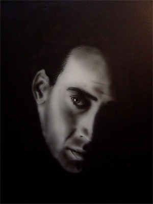 绘画 标题为“Portrait N. Cage ,A…” 由Matthias Lietz, 原创艺术品, 喷枪
