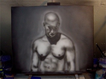 Painting titled "Vin Diesel Body ,Ai…" by Matthias Lietz, Original Artwork, Airbrush