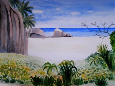 Painting titled "Mer chaude et roche…" by Troniou, Original Artwork