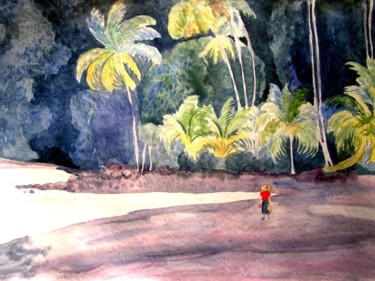 Painting titled "Plage Martinique" by Troniou, Original Artwork