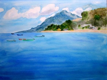 Painting titled "mer Martinique" by Troniou, Original Artwork