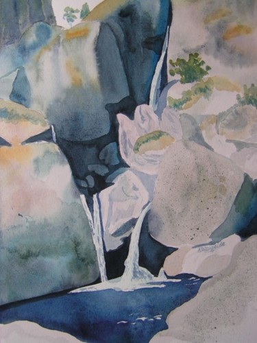 Painting titled "cascade montagne" by Troniou, Original Artwork, Oil