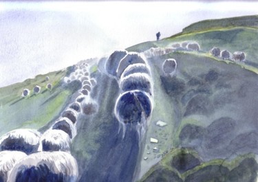 Peinture intitulée "Moutons basques" par Troniou, Œuvre d'art originale, Huile