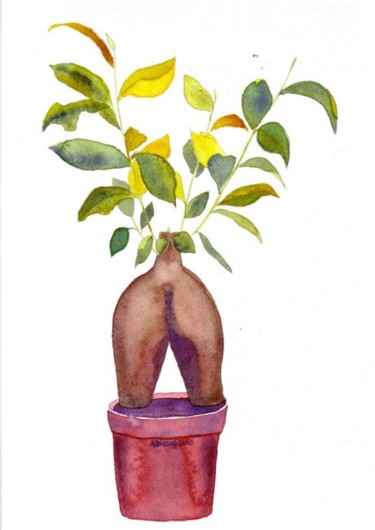Peinture intitulée "Ficus fessu" par Troniou, Œuvre d'art originale, Huile