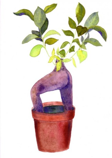 Peinture intitulée "Ficus dans son pot…" par Troniou, Œuvre d'art originale, Huile