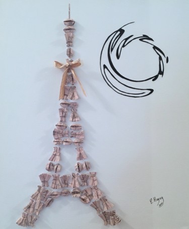 Коллажи под названием "Tour Eiffel "La dam…" - Christelle Hayez, Подлинное произведение искусства, Коллажи