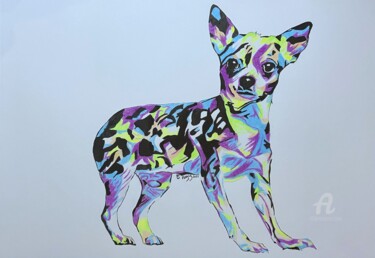 Рисунок под названием "Chihuahua pop" - Christelle Hayez, Подлинное произведение искусства, Карандаш