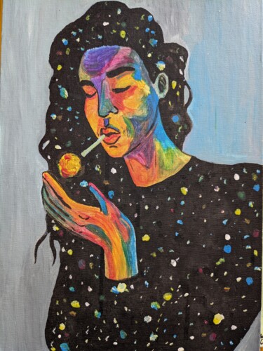 Painting titled "Univers personnel" by Juliette Trotignon, Original Artwork, Acrylic