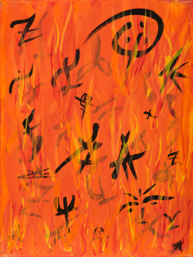 Schilderij getiteld "Fiery Expression" door Troy Wilson-Ripsom, Origineel Kunstwerk, Acryl Gemonteerd op Frame voor houten b…