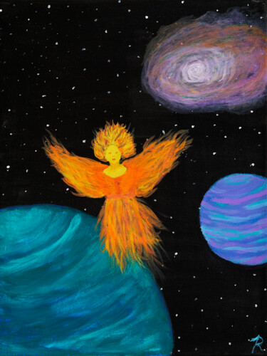 Malerei mit dem Titel "Fire Angel Ascends" von Troy Wilson-Ripsom, Original-Kunstwerk, Acryl Auf Keilrahmen aus Holz montiert