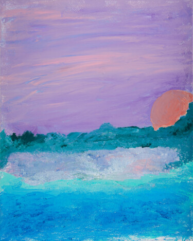 "Abstract Sunset" başlıklı Tablo Troy Wilson-Ripsom tarafından, Orijinal sanat, Akrilik Ahşap Sedye çerçevesi üzerine monte…