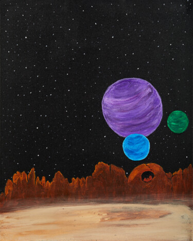 Malerei mit dem Titel "View From an Orbiti…" von Troy Wilson-Ripsom, Original-Kunstwerk, Acryl Auf Keilrahmen aus Holz monti…