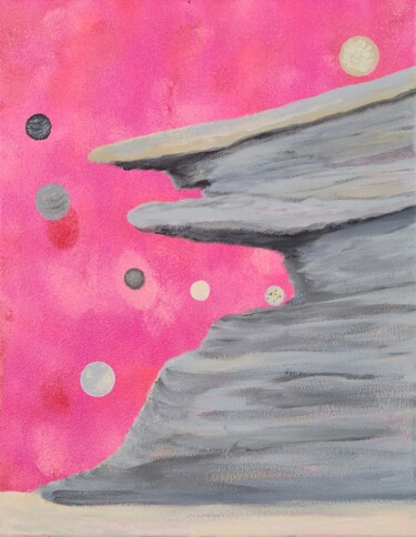 Painting titled "Cliffs of the Moons" by Troy Wilson-Ripsom, Original Artwork, Acrylic Mounted on Wood Stretcher frame