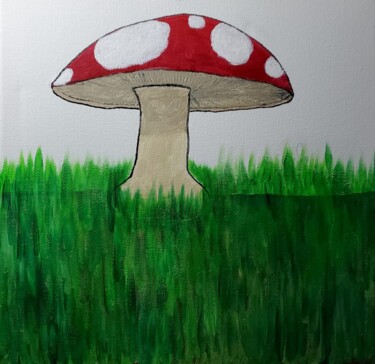 Painting titled "Just a Mushroom" by Troy Wilson-Ripsom, Original Artwork, Acrylic Mounted on Wood Stretcher frame
