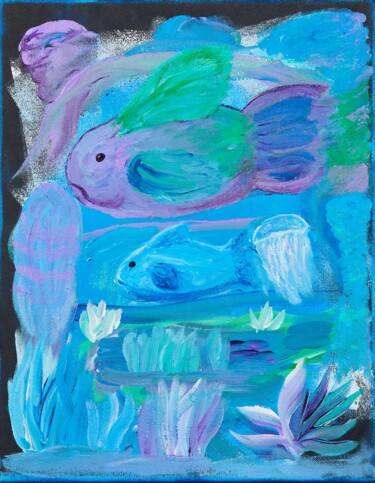 Pintura titulada "Peaking Fish Tank" por Troy Wilson-Ripsom, Obra de arte original, Acrílico Montado en Bastidor de camilla…