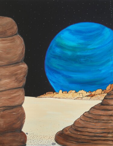 Malerei mit dem Titel "Valley of the Moon" von Troy Wilson-Ripsom, Original-Kunstwerk, Acryl Auf Keilrahmen aus Holz montiert