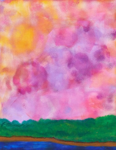 Картина под названием "Kaleidoscope Sky" - Troy Wilson-Ripsom, Подлинное произведение искусства, Акрил Установлен на Деревян…