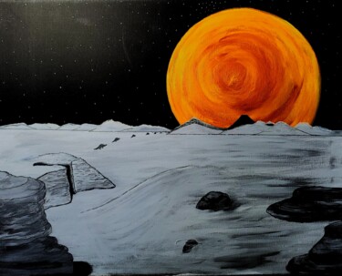 Painting titled "Lunar Lizard Migrat…" by Troy Wilson-Ripsom, Original Artwork, Acrylic Mounted on Wood Stretcher frame