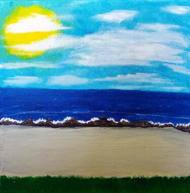 Malarstwo zatytułowany „Sun and Sea” autorstwa Troy Wilson-Ripsom, Oryginalna praca, Akryl Zamontowany na Drewniana rama nos…