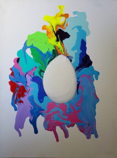 Painting titled "Egg Dye" by Troy Wilson-Ripsom, Original Artwork, Acrylic Mounted on Wood Stretcher frame