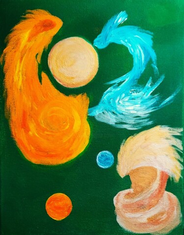 Painting titled "Elemental" by Troy Wilson-Ripsom, Original Artwork, Acrylic Mounted on Wood Stretcher frame