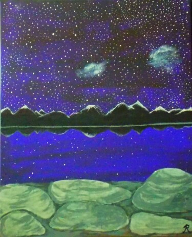 Arte digital titulada "Starlit Lake" por Troy Wilson-Ripsom, Obra de arte original, Fotografía manipulada