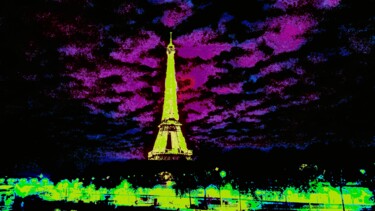 Photographie intitulée "Eiffel Tower at Nig…" par Troy Wilson-Ripsom, Œuvre d'art originale, Photographie manipulée