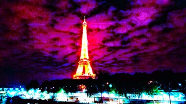 Photography titled "Eiffel Tower at Nig…" by Troy Wilson-Ripsom, Original Artwork, Manipulated Photography