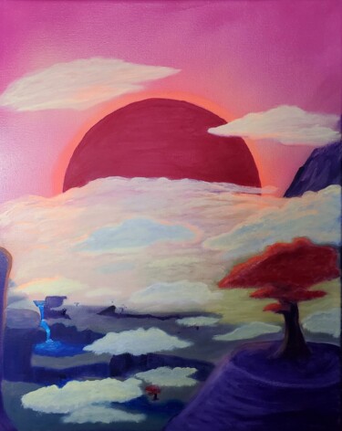 Картина под названием "Alien Eclipse" - Troy Wilson-Ripsom, Подлинное произведение искусства, Акрил Установлен на Деревянная…