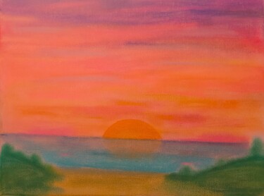 Painting titled "Just a Sunset" by Troy Wilson-Ripsom, Original Artwork, Pastel Mounted on Wood Stretcher frame