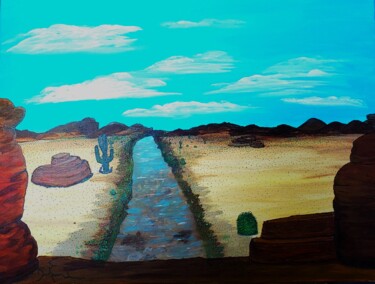 Painting titled "View from Cat Rock…" by Troy Wilson-Ripsom, Original Artwork, Acrylic Mounted on Wood Stretcher frame