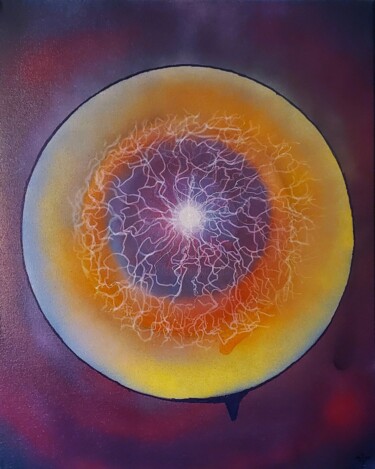 Painting titled "Electric Eye" by Troy Wilson-Ripsom, Original Artwork, Spray paint Mounted on Wood Stretcher frame