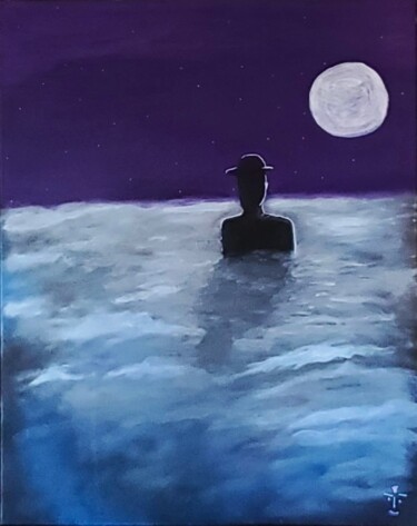 Painting titled "Man in the Mist" by Troy Wilson-Ripsom, Original Artwork, Acrylic Mounted on Wood Stretcher frame