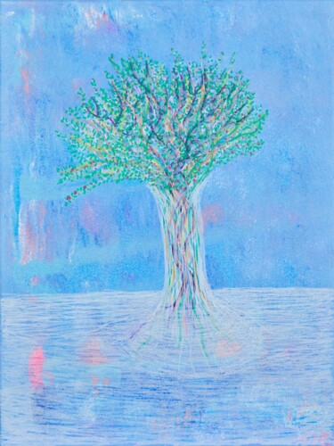 Картина под названием "The Cosmic Tree is…" - Troy Wilson-Ripsom, Подлинное произведение искусства, Акрил Установлен на Дере…